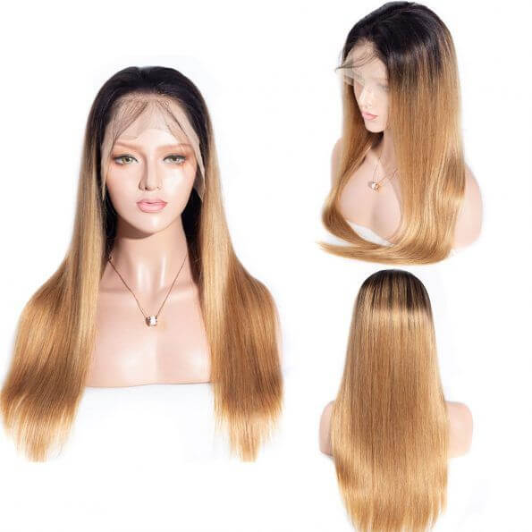 QVR 1B/27 Ombre Color Wig 13x4/4x4 Transparent Lace Frontal Wig Human Hair Wigs 180% Density - Image 8