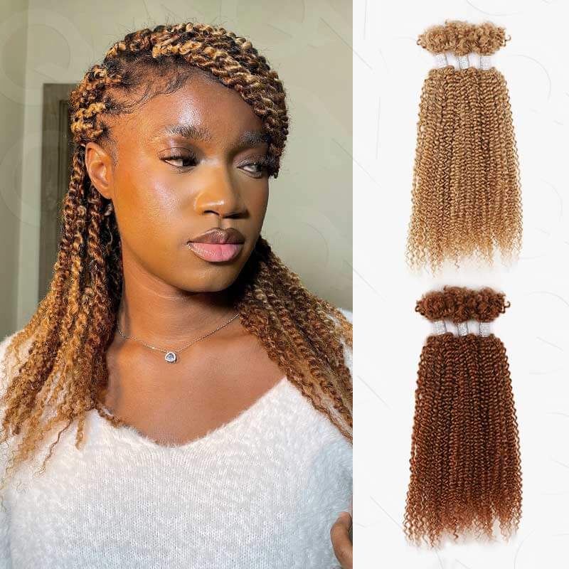 QVR #27+#30 Afro Kinky V Bulk Curly Hair for Kinky Twist Crochet Braiding Hair - Image 2