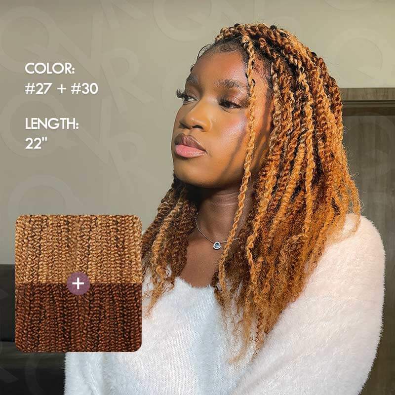 QVR #27+#30 Afro Kinky V Bulk Curly Hair for Kinky Twist Crochet Braiding Hair - Image 4