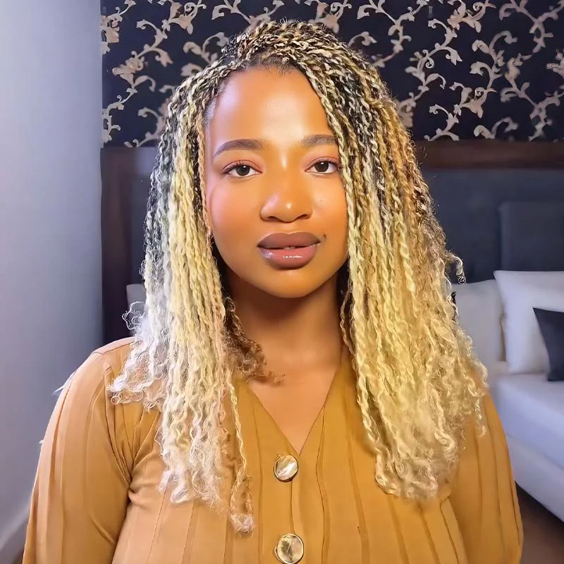 QVR #27+#613 Blonde Highlights Afro kinky Bulk Human Hair for Braiding & Twists - Image 2