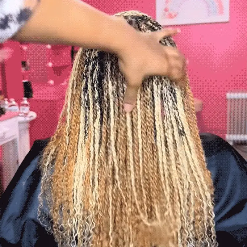 QVR #27+#613 Blonde Highlights Afro kinky Bulk Human Hair for Braiding & Twists - Image 3