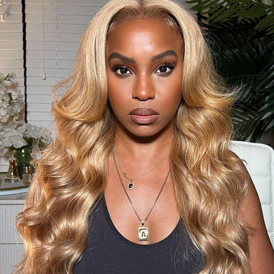 QVR #27 Honey Blonde Colored Wig Body Wave 4x4/5x5/13x4 Transparent Lace Wig Human Hair Wigs - Image 2