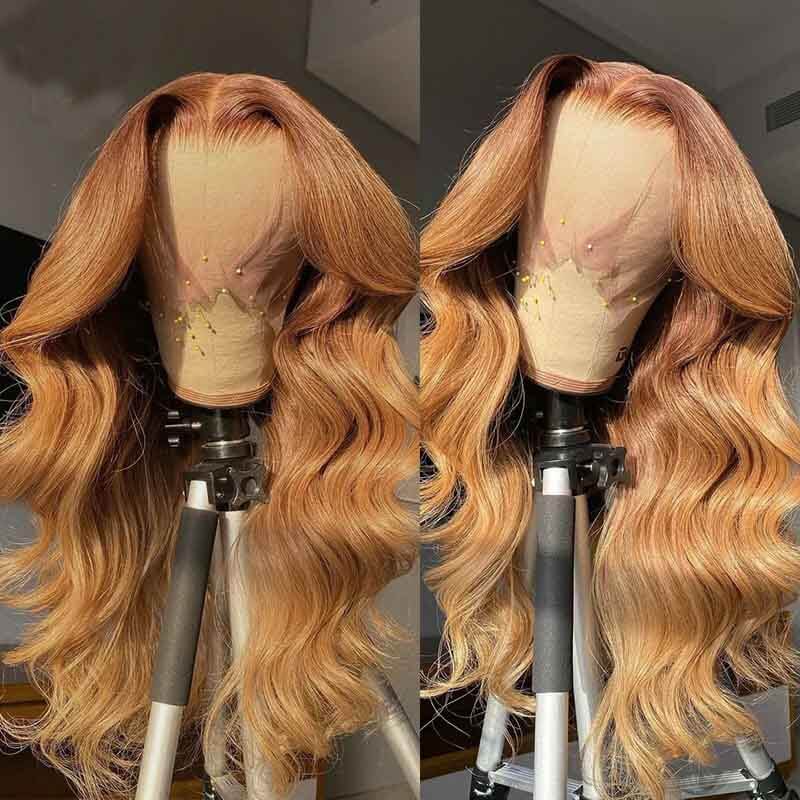 QVR #27 Honey Blonde Colored Wig Body Wave 4x4/5x5/13x4 Transparent Lace Wig Human Hair Wigs - Image 5