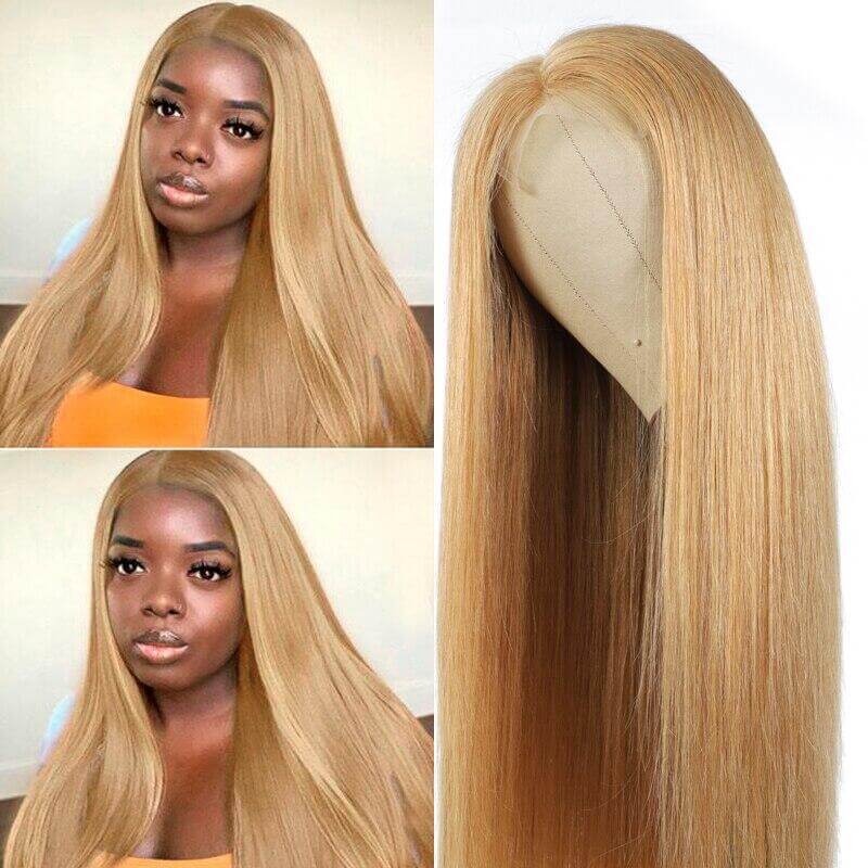 QVR #27 Honey Blonde Colored Wig Body Wave 4x4/5x5/13x4 Transparent Lace Wig Human Hair Wigs - Image 8