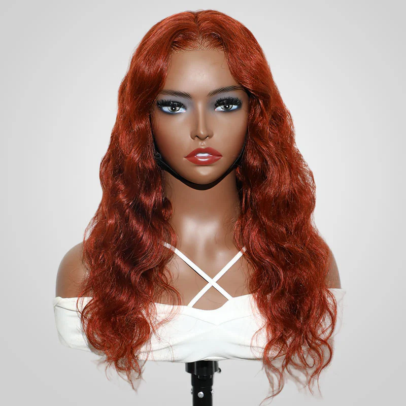 QVR #33A Reddish Brown Body Wave Wigs Virgin Straight Human Hair Wig 13x4 Lace Front Wigs - Image 2