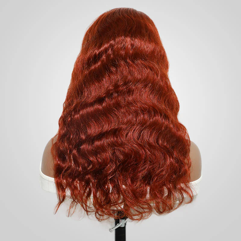 QVR #33A Reddish Brown Body Wave Wigs Virgin Straight Human Hair Wig 13x4 Lace Front Wigs - Image 3