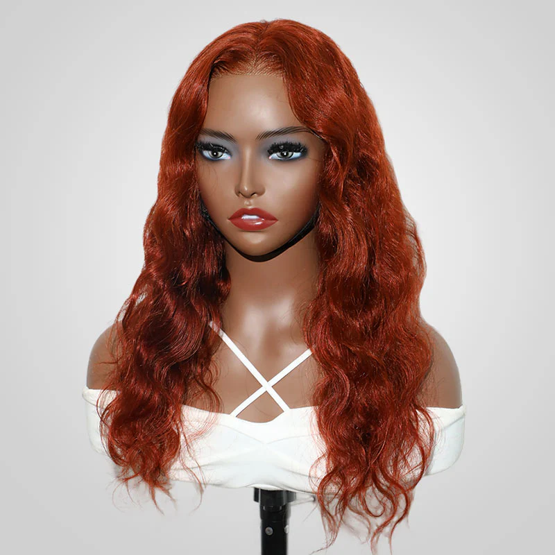 QVR #33A Reddish Brown Body Wave Wigs Virgin Straight Human Hair Wig 13x4 Lace Front Wigs - Image 4