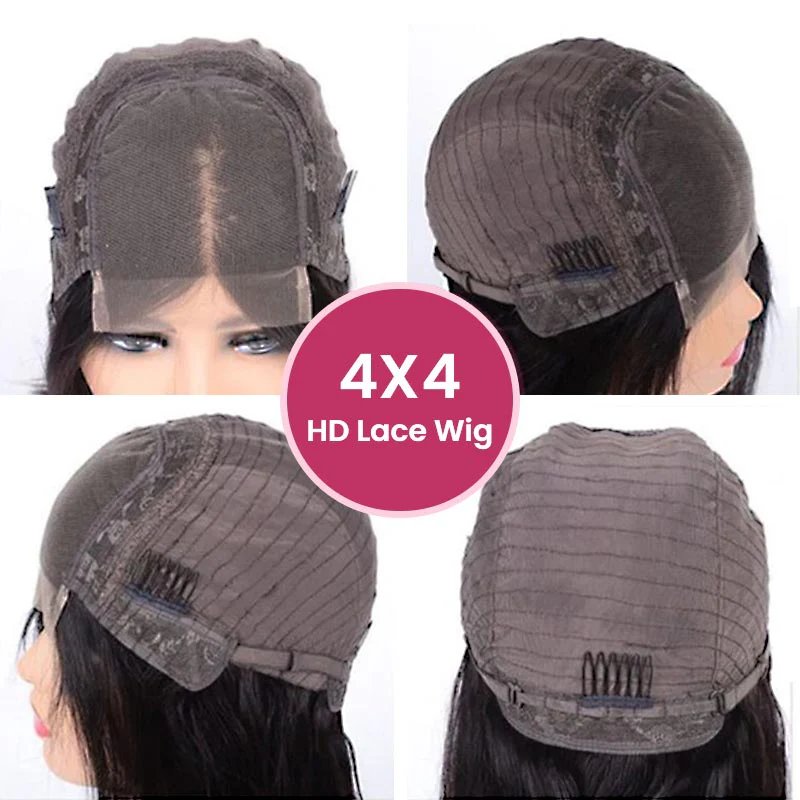 QVR Glueless 4x4 HD Lace Closure Wig Body Wave Ultra-thin 13x4 HD Lace Frontal Wig Pre-plucked - Image 7
