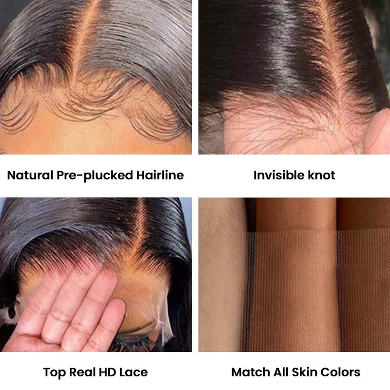 QVR Glueless 4x4 HD Lace Closure Wig Body Wave Ultra-thin 13x4 HD Lace Frontal Wig Pre-plucked - Image 9