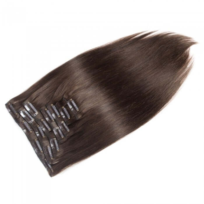 QVR #4 Dark Brown Straight/Body Wave 7Pcs Clip in Hair Extensions - Image 3