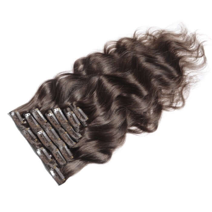 QVR #4 Dark Brown Straight/Body Wave 7Pcs Clip in Hair Extensions - Image 4