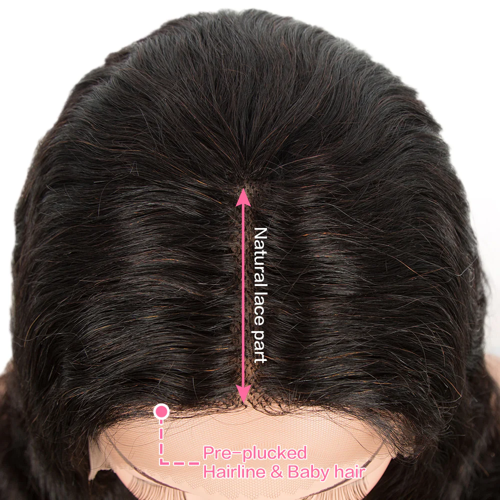QVR 4X1 T Lace Human Hair Wigs Body Wave Hair Lace Front Wig Pre-plucked Hairline with Baby Hair Wigs Natural  Black Color - Image 6