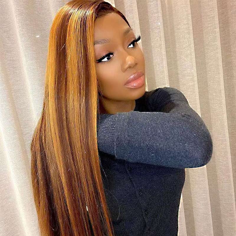 QVR 4x4 Lace Closure Human Hair Wigs Straight Piano Human Hair Wig - Image 3