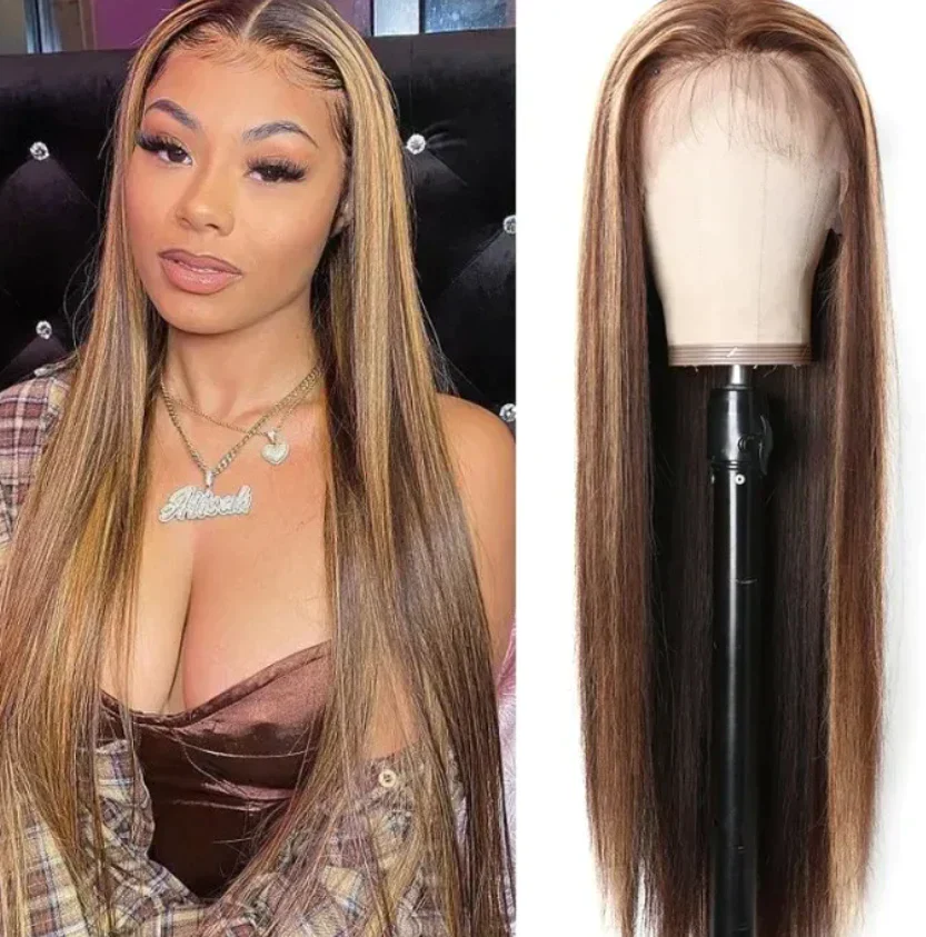 QVR 4x4 Lace Closure Human Hair Wigs Straight Piano Human Hair Wig - Image 4