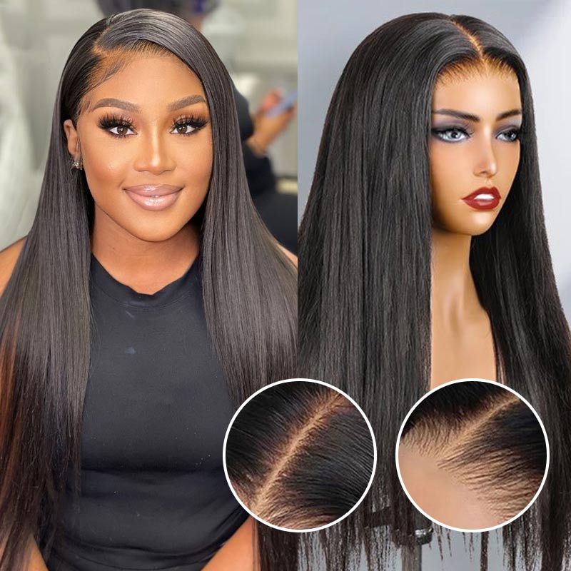 QVR 7x5 Glueless Lace Straight Wig With Pre Plucked Hairline 180% Density - Image 3