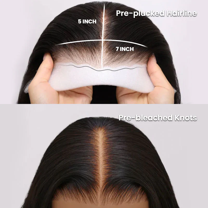 QVR 7x5 Glueless Lace Straight Wig With Pre Plucked Hairline 180% Density - Image 4