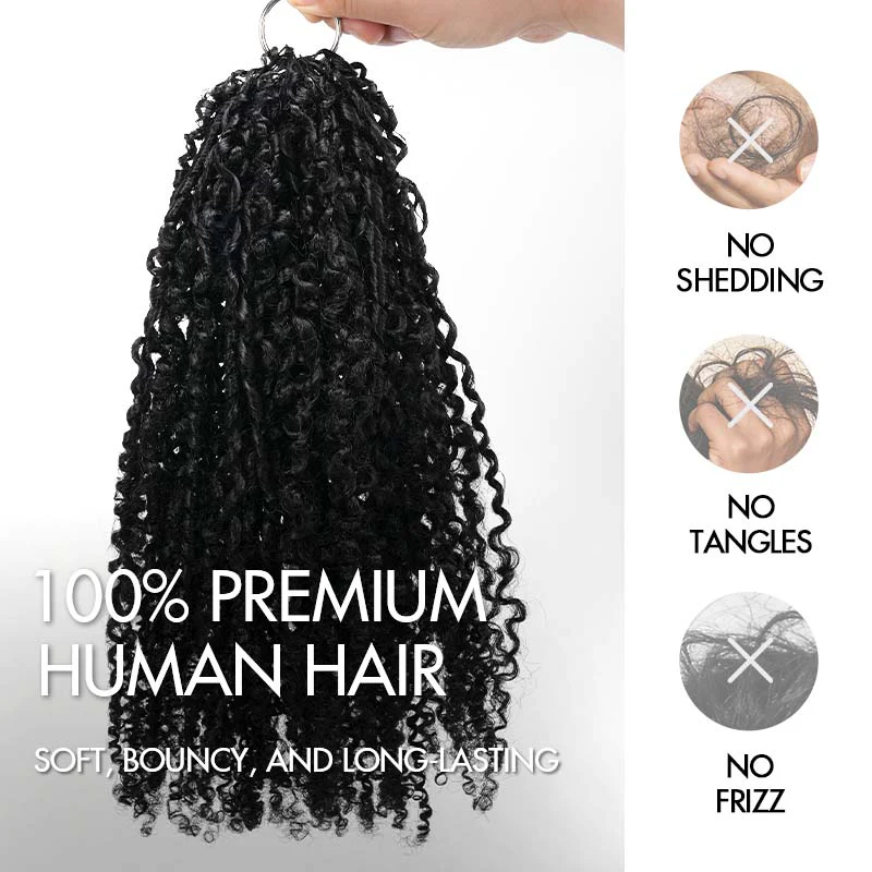 QVR Afro Twist Curly Crochet Hair Natural Black Machine Made Feather Crochet Human Hair Extension - Image 7