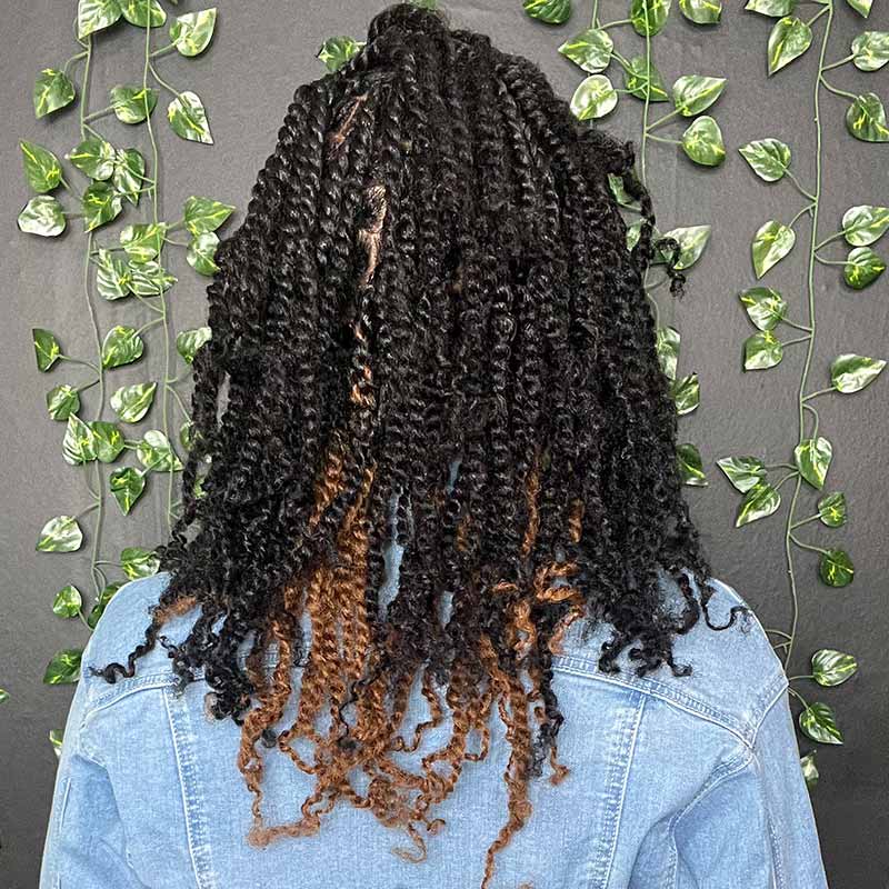 QVR #Auburn Brown+#1B Two Colors Afro Kinky Bulk Human Hair For Braiding DreadLock - Image 3