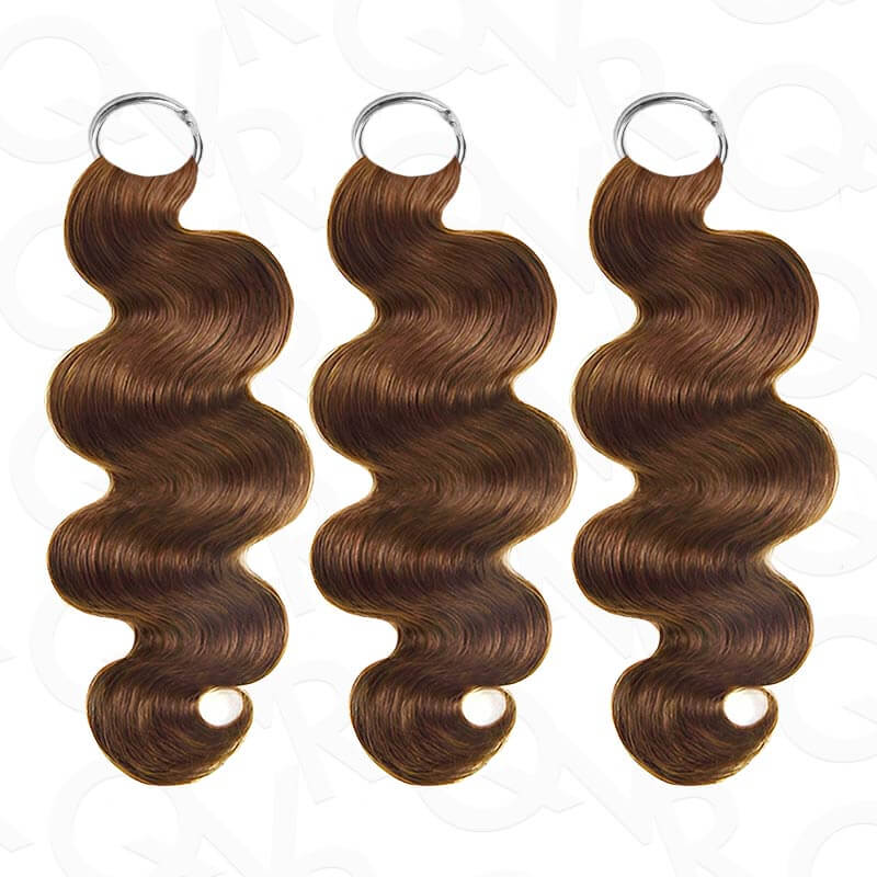 QVR Auburn Brown #30 Crochet Hair Body Wave Machine Made Feather Human Hair Extension - Image 2
