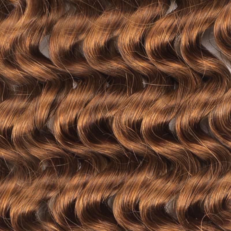 QVR Auburn Brown #30 Crochet Hair Deep Wave Machine Made Feather Human Hair Extension - Image 3