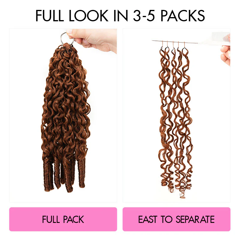 QVR Auburn Brown #30 Feather Crochet Human Hair Burmese Curly Crochet Weave Hair Extensions - Image 6