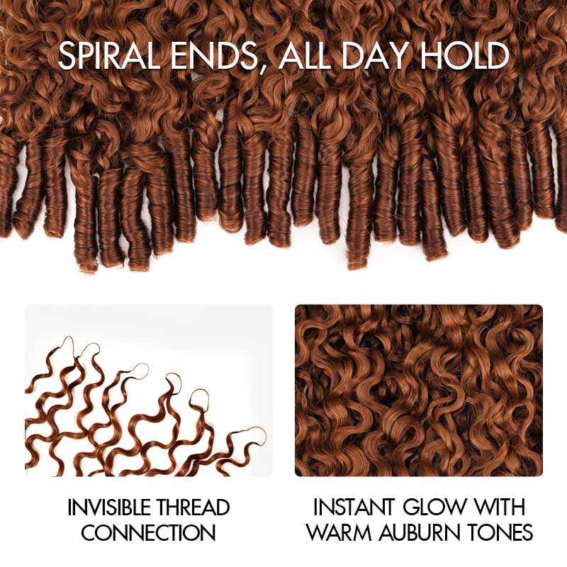 QVR Auburn Brown #30 Feather Crochet Human Hair Burmese Curly Crochet Weave Hair Extensions - Image 7