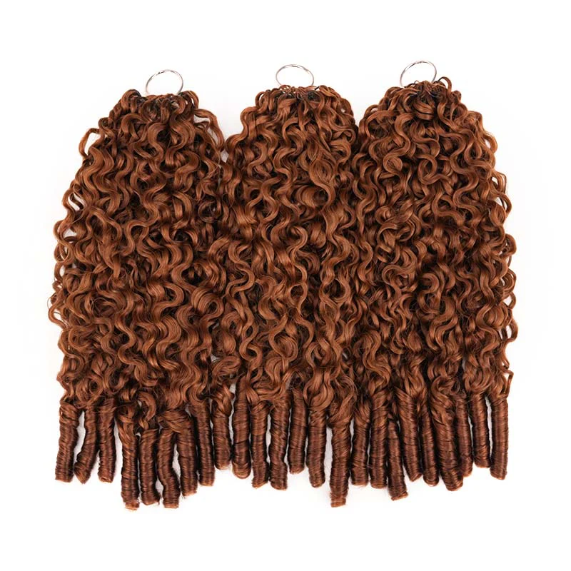 QVR Auburn Brown #30 Feather Crochet Human Hair Burmese Curly Crochet Weave Hair Extensions - Image 9