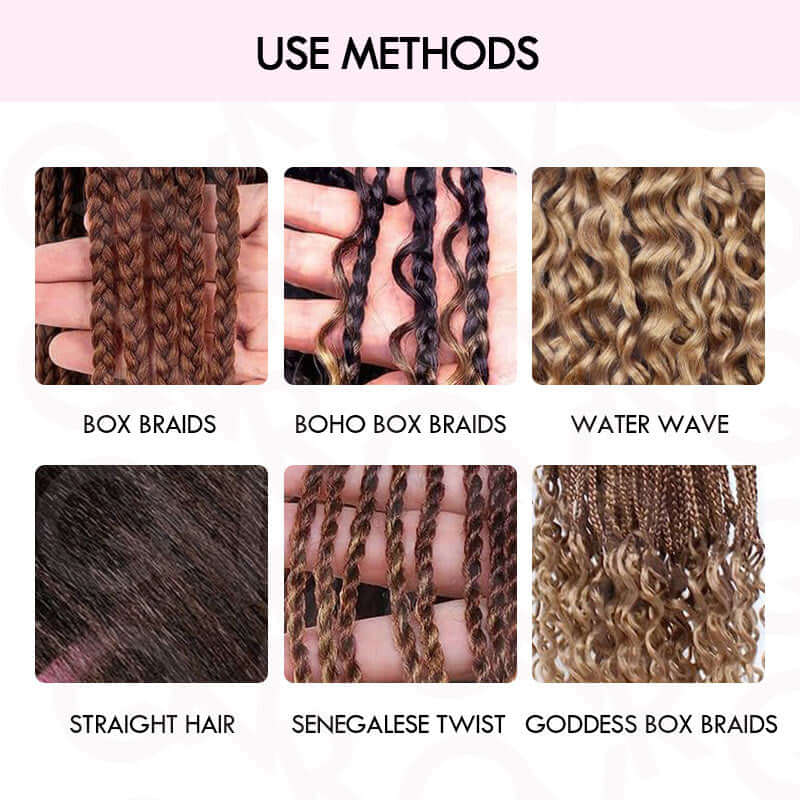 QVR Auburn Brown #30 Water Wave Bulk Hair Extensions for Boho Knotless Braiding - Image 5