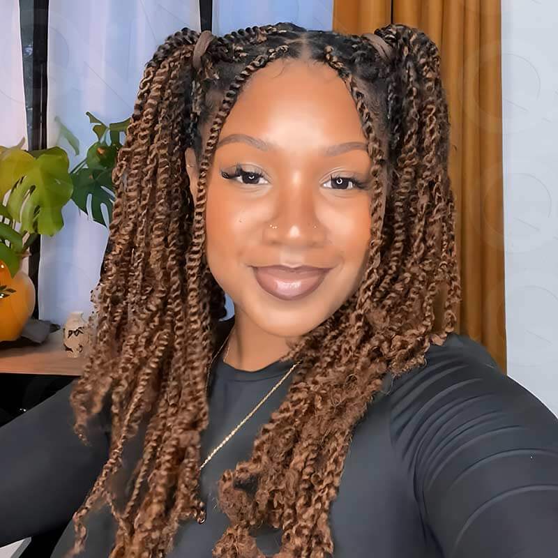 QVR Auburn Brown Afro Kinky V Bulk for Kinky Twist Crochet Braiding Hair - Image 6
