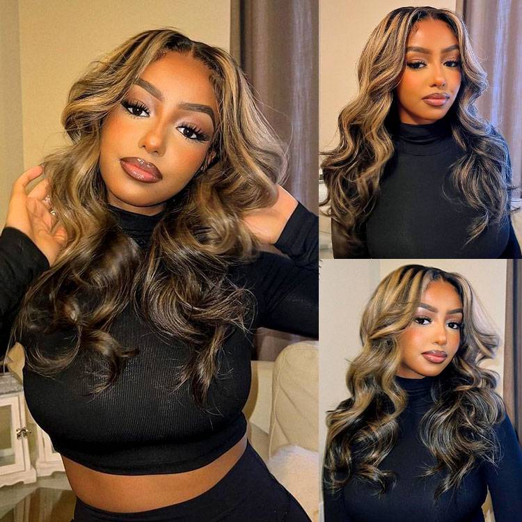 QVR Balayage Highlight Colored 13x4 Lace Frontal Wigs Body Wave/Straight Human Hair Wigs - Image 7