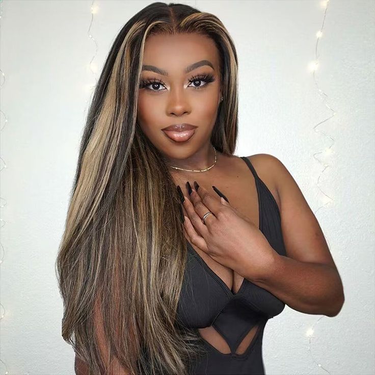 QVR Balayage Highlight Colored 13x4 Lace Frontal Wigs Body Wave/Straight Human Hair Wigs - Image 8