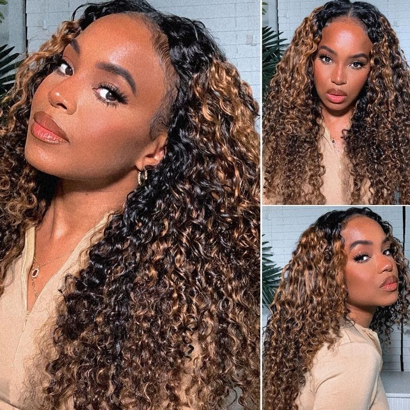 QVR Glueless Pre-cut Curly 13x4 Lace Frontal Human Hair Wigs Highlight Balayage Color Wigs Beginner Friendly - Image 2