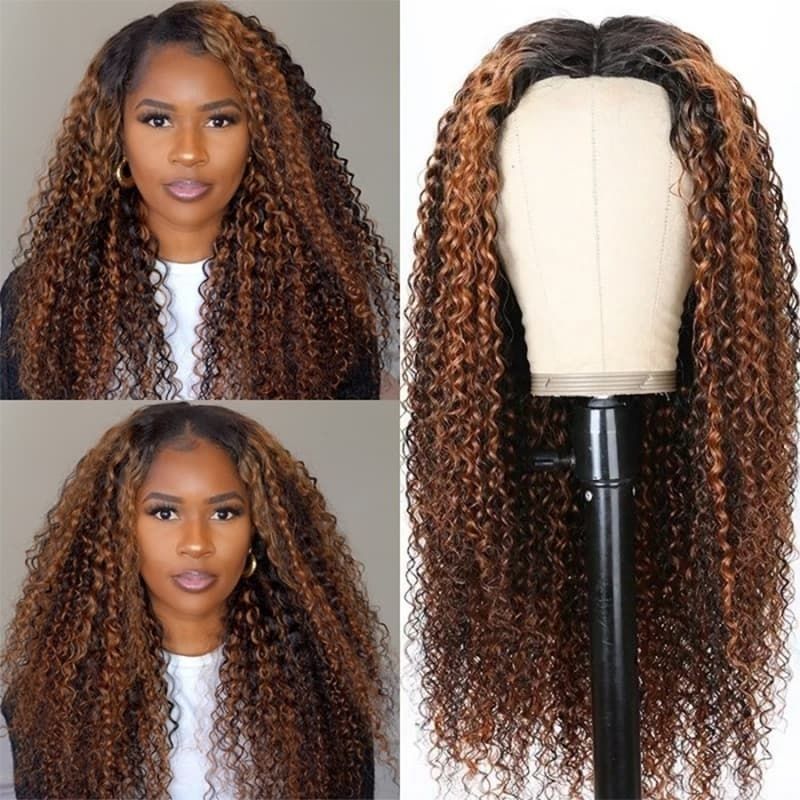 QVR Glueless Pre-cut Curly 13x4 Lace Frontal Human Hair Wigs Highlight Balayage Color Wigs Beginner Friendly - Image 5