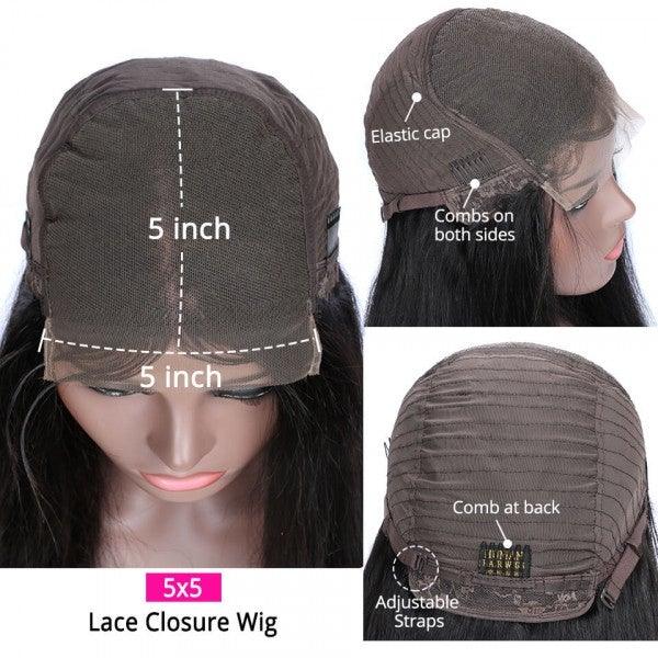 QVR Beginner Friendly Straight 5x5 Lace Closure Short Bob Wig 100% Human Hair - Image 7