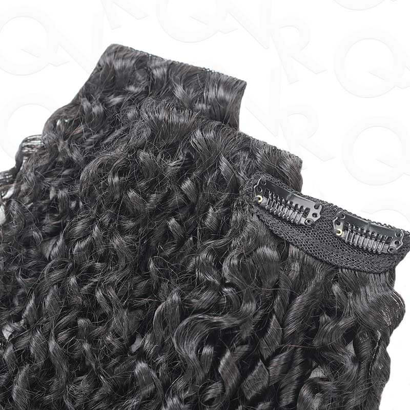 QVR Best 9PCS Weft Clip In Hair Extensions 5PCS Volumizer Ramen Curl Clip In Human Hair - Image 3