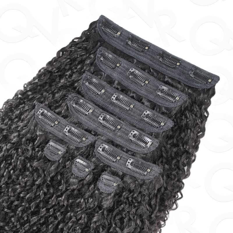 QVR Best 9PCS Weft Clip In Hair Extensions 5PCS Volumizer Ramen Curl Clip In Human Hair - Image 5