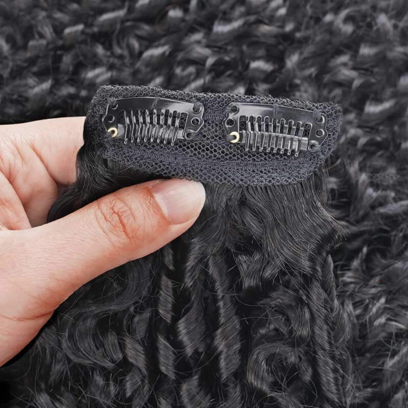 QVR Best 9PCS Weft Clip In Hair Extensions 5PCS Volumizer Ramen Curl Clip In Human Hair - Image 8