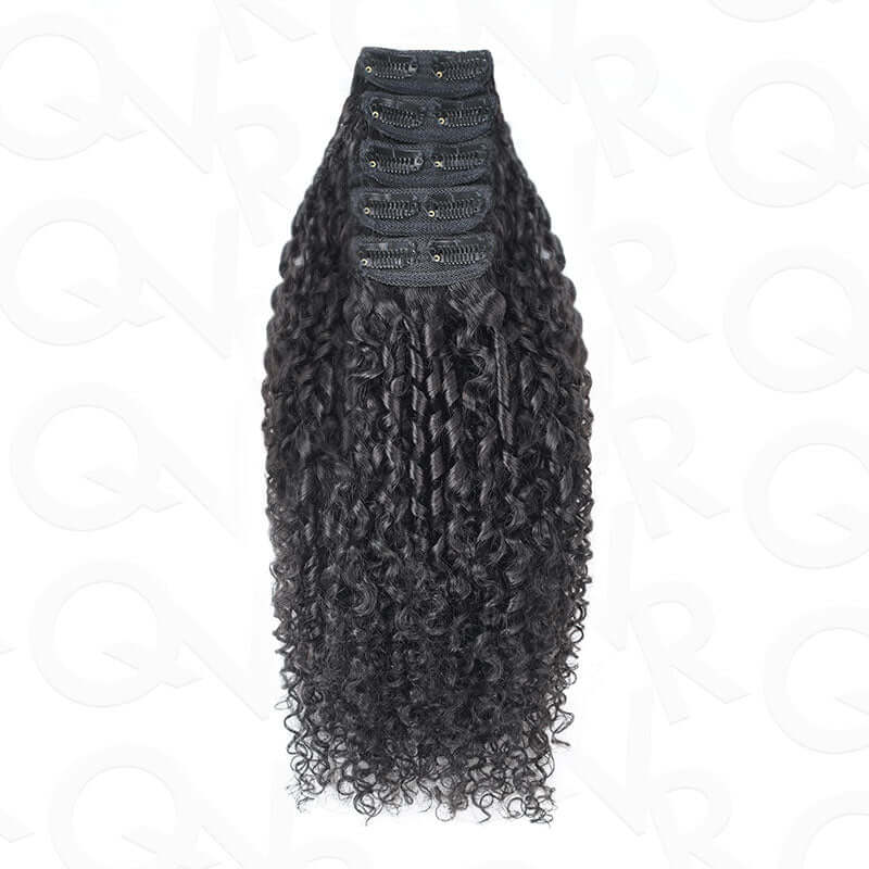 QVR Best 9PCS Weft Clip In Hair Extensions 5PCS Volumizer Ramen Curl Clip In Human Hair - Image 9