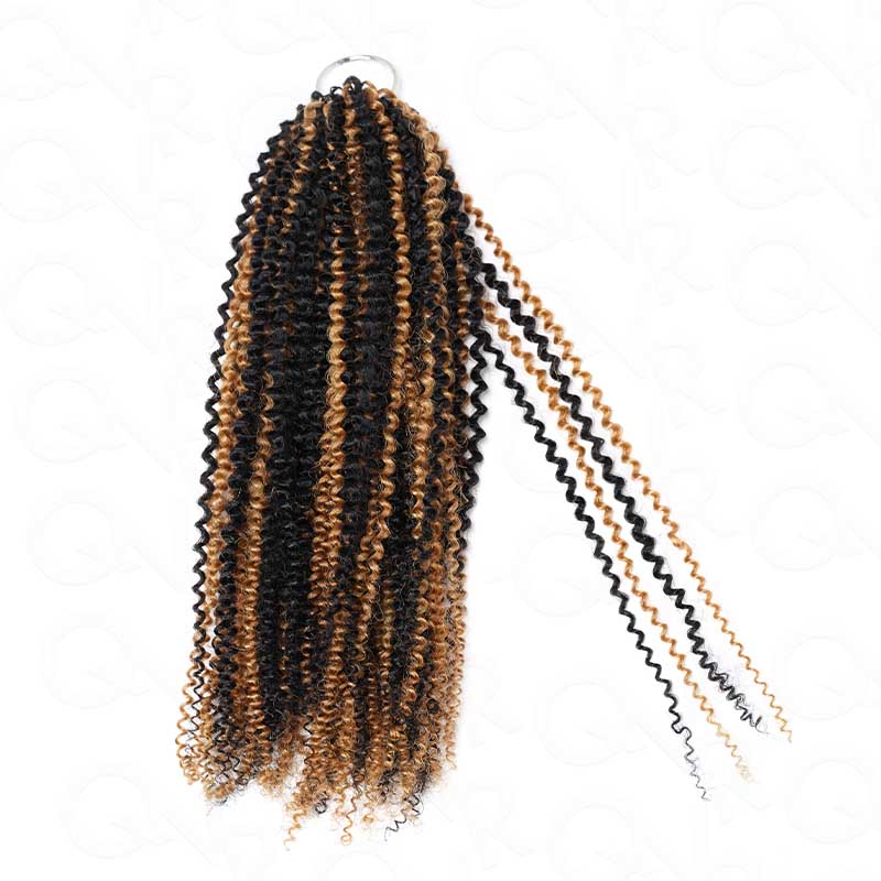 QVR Blonde Highlight Feather Crochet Human Hair #P1B/27 Afro Kinky Curly Machine Made Crochet Weave Hair Extensions - Image 2