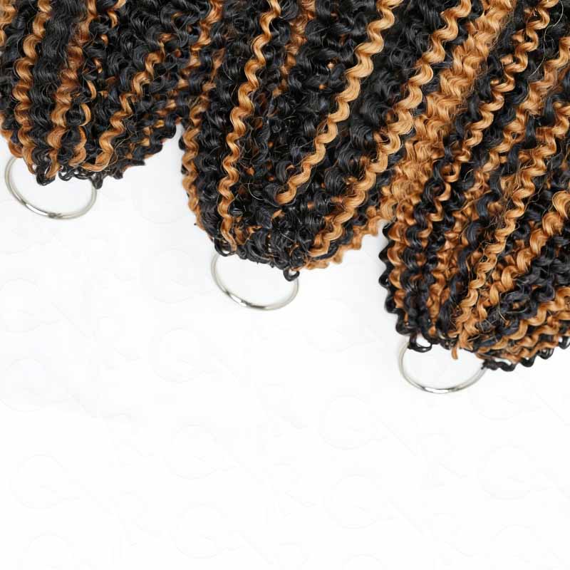 QVR Blonde Highlight Feather Crochet Human Hair #P1B/27 Afro Kinky Curly Machine Made Crochet Weave Hair Extensions - Image 4