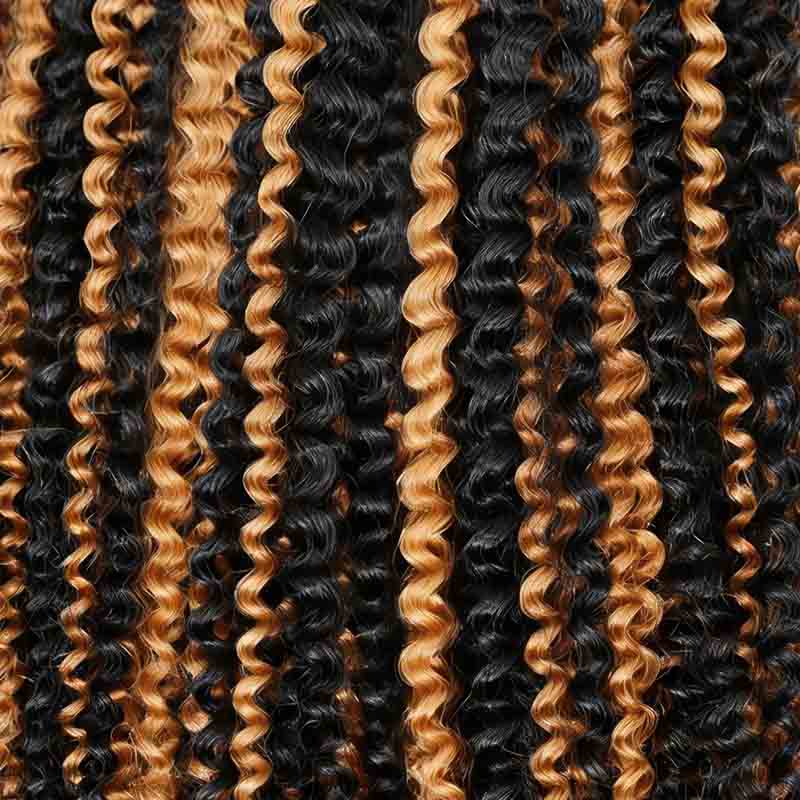 QVR Blonde Highlight Feather Crochet Human Hair #P1B/27 Afro Kinky Curly Machine Made Crochet Weave Hair Extensions - Image 6