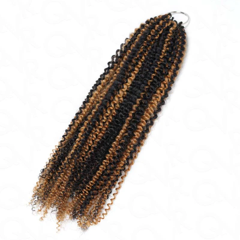 QVR Blonde Highlight Feather Crochet Human Hair #P1B/27 Afro Kinky Curly Machine Made Crochet Weave Hair Extensions - Image 8