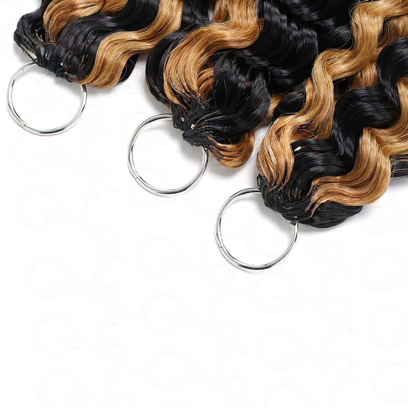 QVR Blonde Highlight Feather Crochet Human Hair #P1B/27 Water Wave Machine Made Crochet Weave Hair Extensions - Image 4