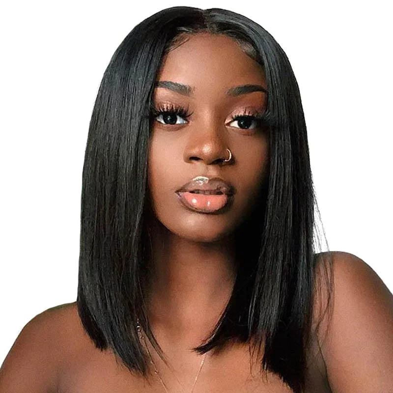 QVR Bob 13x4 Lace Frontal Wigs Brazilian Straight Black Virgin Human Hair Wigs - Image 3