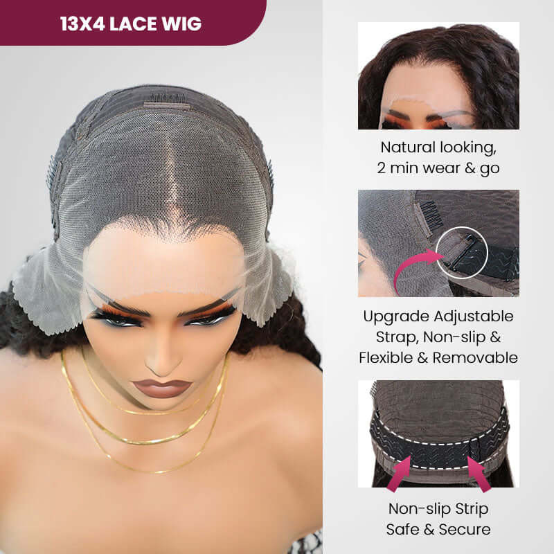 QVR Body Wave 13x4 Lace Frontal Wigs Free Part Long Wig 100% Human Hair - Image 7