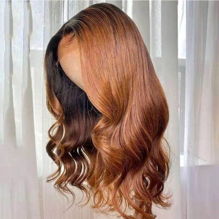 QVR Body Wave Hair 1B/30 Ombre Honey Brown Color Glueless 13x4 Lace Frontal Wig 100% Virgin Human Hair Wigs - Image 6