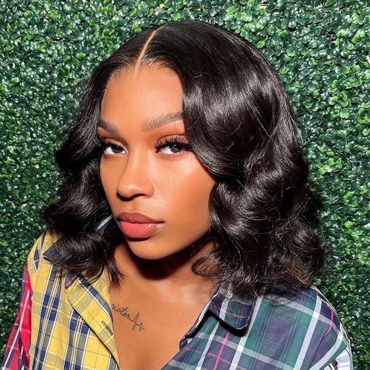QVR Body Wave Short Bob Wigs Pre Plucked 13x4 Lace Front Wigs Human Hair 210% Density - Image 3