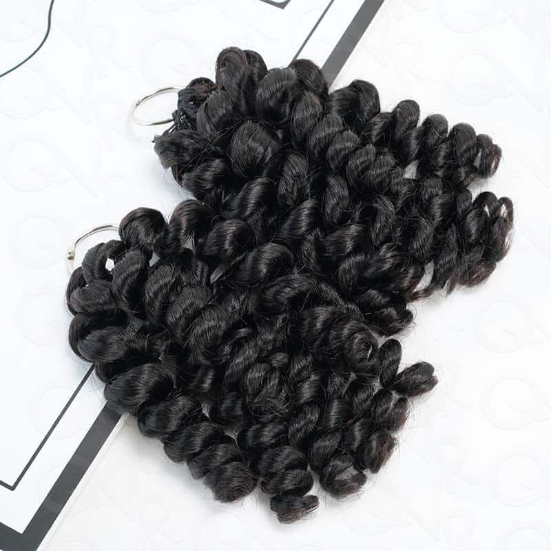 QVR Bouncy Curly Crochet Hair Natural Black Machine Made Feather Crochet Human Hair Extension - Image 10
