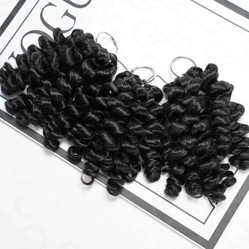 QVR Bouncy Curly Crochet Hair Natural Black Machine Made Feather Crochet Human Hair Extension - Image 6