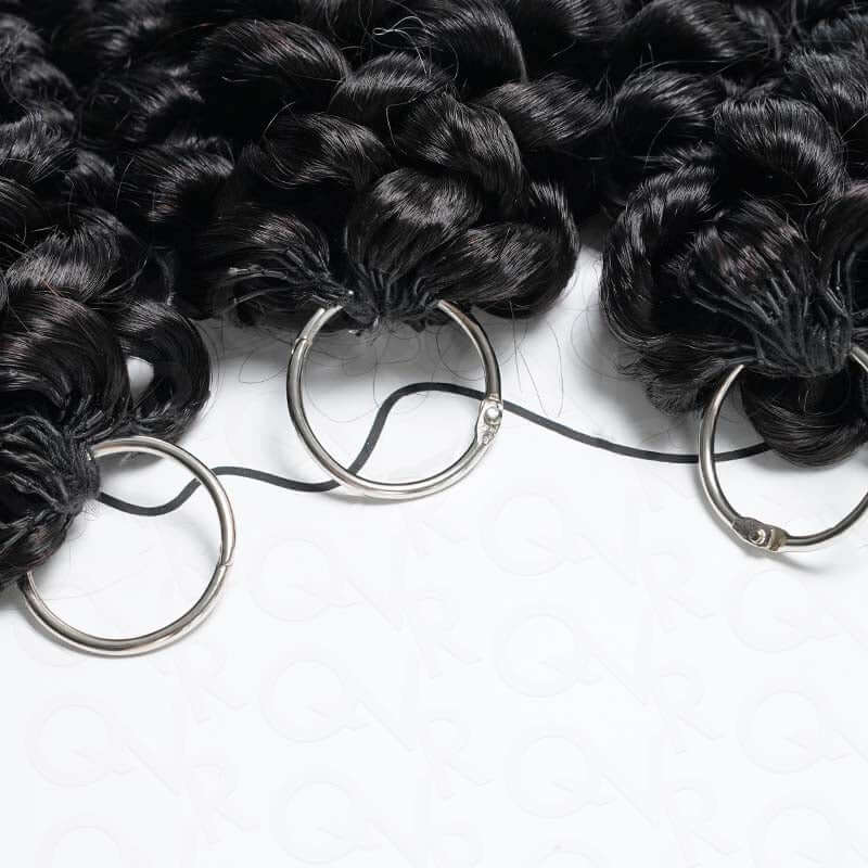 QVR Bouncy Curly Crochet Hair Natural Black Machine Made Feather Crochet Human Hair Extension - Image 7